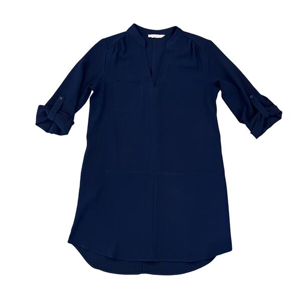 Nordstroms Lush Peacoat Navy Novak Split Neck 3/4 Sleeve Dress - SIZE M - Picture 1 of 9
